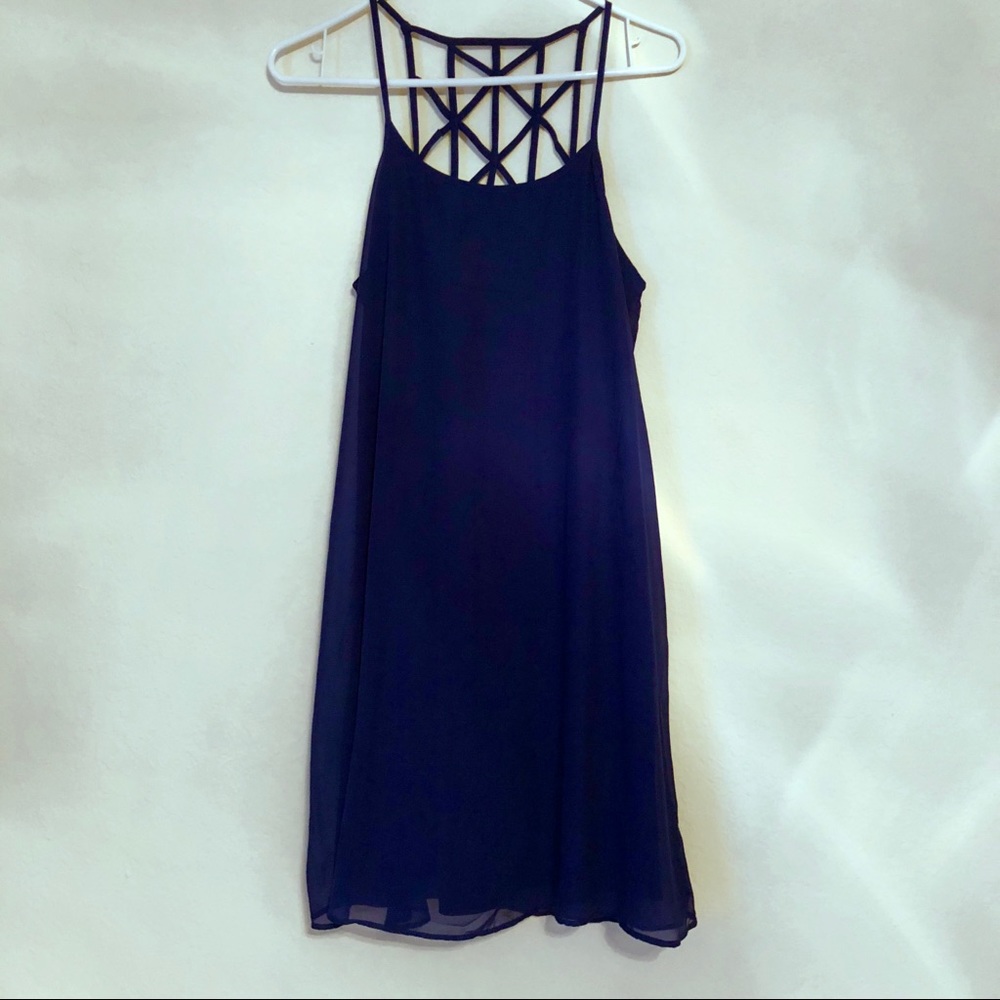Charming Charlie Navy Blue Cage Back Dress